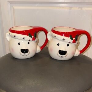 Williams Sonoma Polar Bear Holiday 3-D Mug Duo, Set of 2